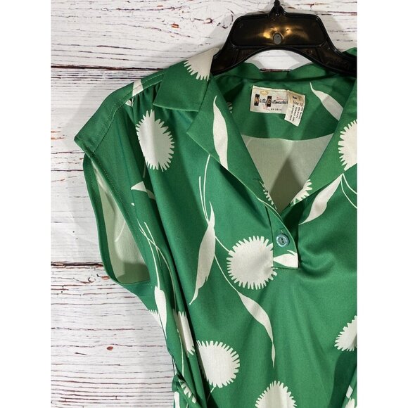 Vintage Marty Gutmacher Pleated Skirt & Blouse Set Size 10 Green White Mod 60’s - Picture 6 of 15
